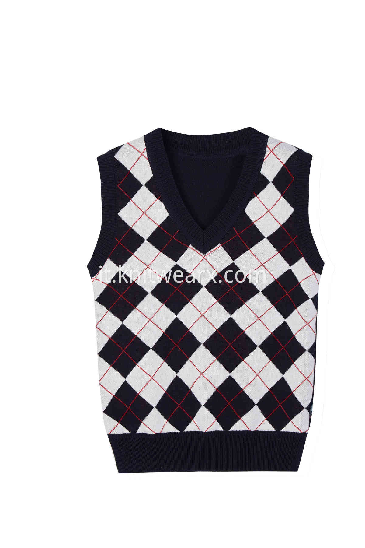 Kids's Sweater Jarquard Argyle Vest Cotton V-Neck School Uniform Pullover Top